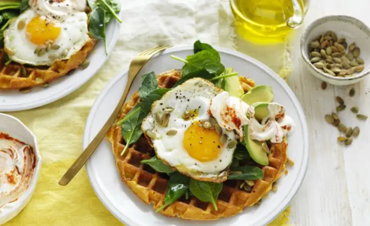 Sweet Potato Waffles with Eggs and Avocado