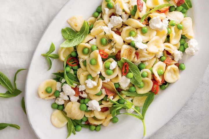 Chili, Pea, Bacon and Feta Pasta