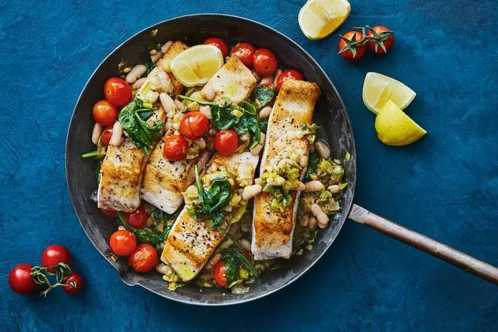 One-pan Fish with Beans and Tomatoes