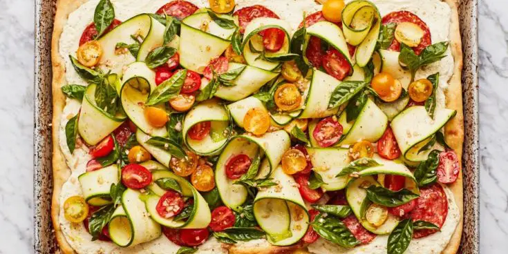 Summer Pizza with Salami, Zucchini, and Tomatoes