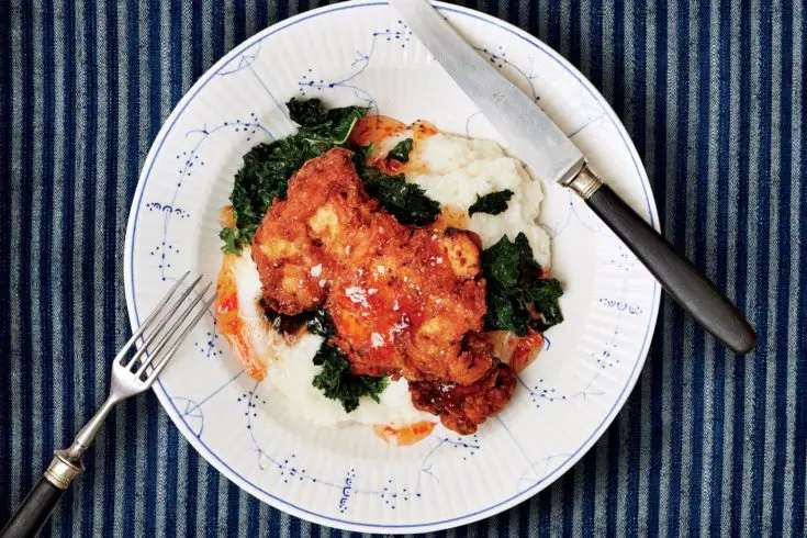 Fried Chicken Thighs with Cheesy Grits