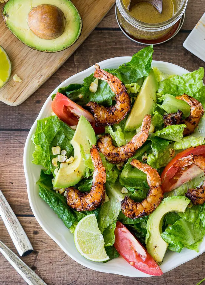 Grilled Southwestern Shrimp Salad with Lime-Cumin Dressing