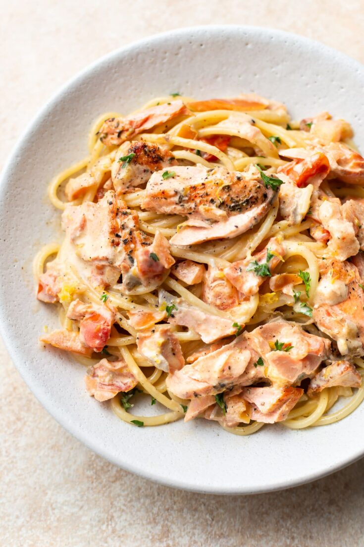 Lemon-Garlic Pasta with Salmon